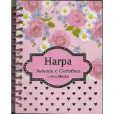 Harpa Cristã Letra Media Com Corinhos Capa Espiral Feminina-cor rosa floral