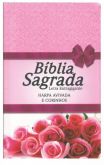 Biblia Letra Extra Gigante Com Harpa Avivada e Corinhos Capa Especial Luxo Buque de Rosas Com Beiras