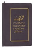Capa Ziper Tamanho Grande Para Biblias de Estudo Preta (O Senhor e o Meu Pastor e Nada me Faltara)