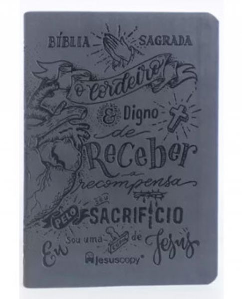 BÍBLIA SAGRADA NAA - LETTERING CINZA  6