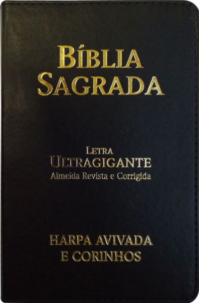 Biblia com harpa e corinhos avivados-Letra Ultragigante-cor preta- PJV