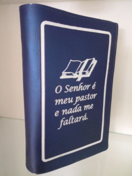 Capa Ziper Tamanho Medio Para Biblias de Estudo Azul Modelo o Senhor é o Meu Pastor