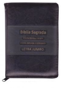 Biblia Sagrada Letra Jumbo Com Harpa Avivada e Corinhos Capa Luxo Preta/Grafite RC (A Maior Letra Ex