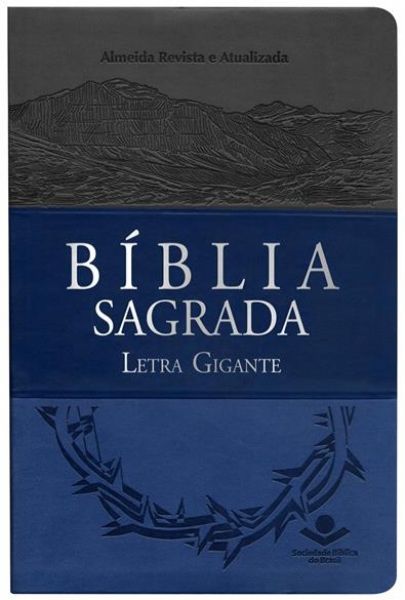 Biblia Sagrada Letra Gigante Nobre Cinza/Azul Nobre Com Indice Colorido RA