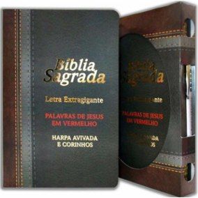 Biblia Letra Hiper Gigante Preta e Marrom-brinde 1 caneta