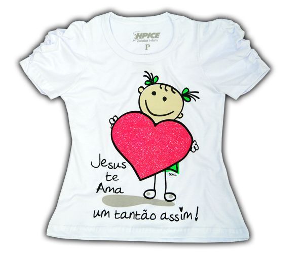 Camiseta Infantil-Jesus te ama - I20 cor laranja