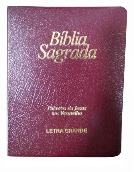 Biblia Sagrada Letra Grande Formato Compacto Capa Nobre Luxo Vinho Capa Covertex Com Beiras Geometri