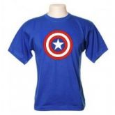 Camiseta Capitão América - Escudo Atacado-Tamanho: Infantil 14-Cor: Azul Royal-HE1238