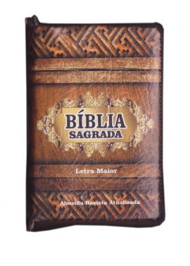 Biblia Letra Maior Ziper Especial Madeira Talhada RA