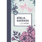 Bíblia Sagrada NVI Grande - Capa Semiluxo Lilás Floral