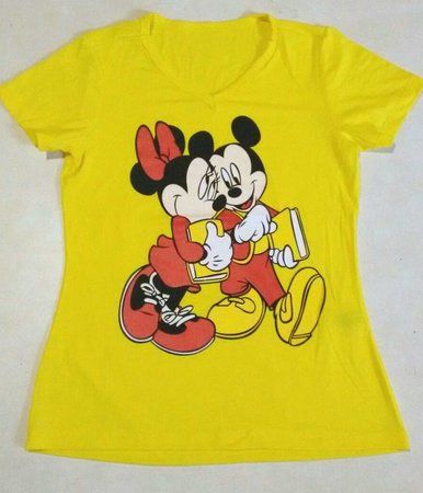 Camisetas-Minnie Md4-Adulto Viscose-tam Unico-1 m amarela/1 m rosa