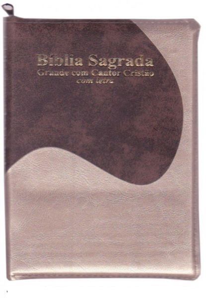 Bíblia Sagrada Com Letra Grande Com Cantor Cristão Capa Zipe