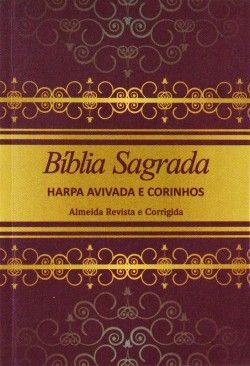 Biblia Sagrada Pequena Modelo Pocket Com Harpa e Corinhos Luxo-cor vinho e amarelo-RC