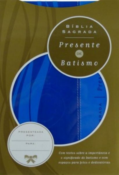 Biblia Sagrada Presente De Batismo Azul Bicolor NVI (Acompanha Caixinha Personalizada)