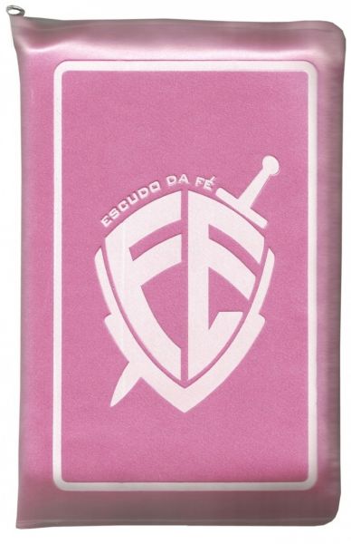 Capa Ziper Tamanho Medio Para Biblias de Estudo Pink Modelo Escudo da Fé