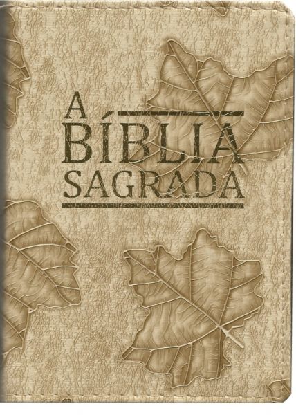 Biblia Sagrada Letra Maior Capa Luxo Creme Folha Com Indice e Beiras Douradas (Versao Almeida Corrig